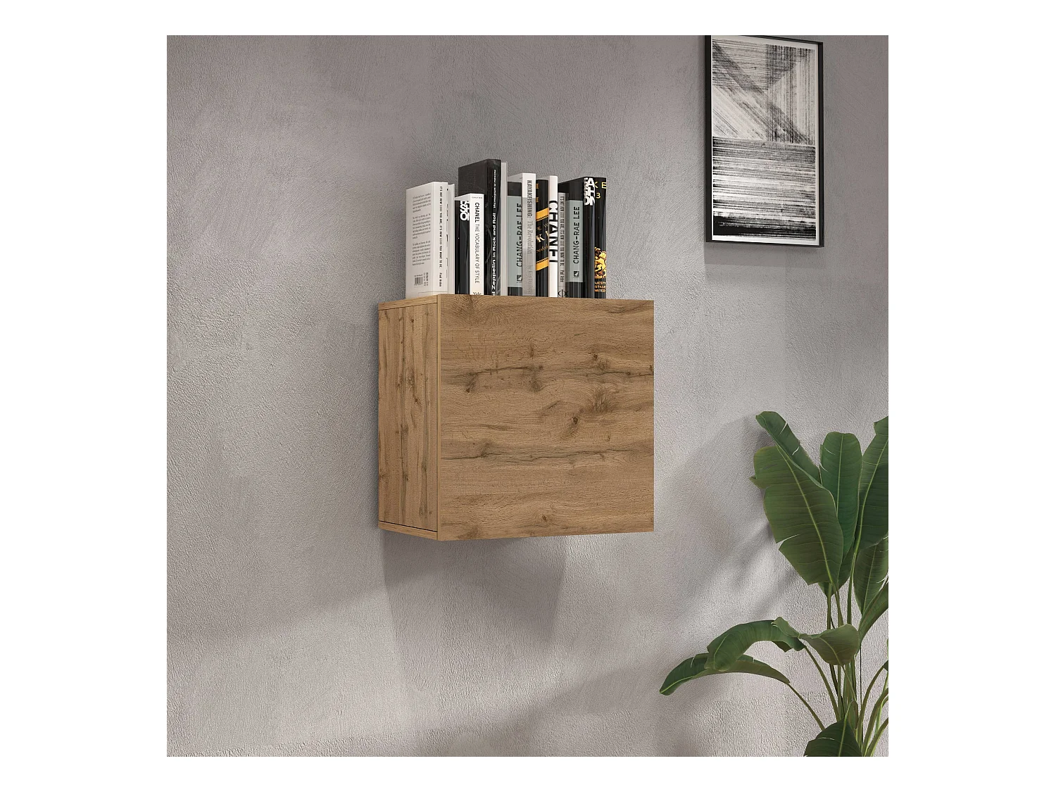 Pensile a cubo Chronos con 1 anta rovere 50x35x50 cm