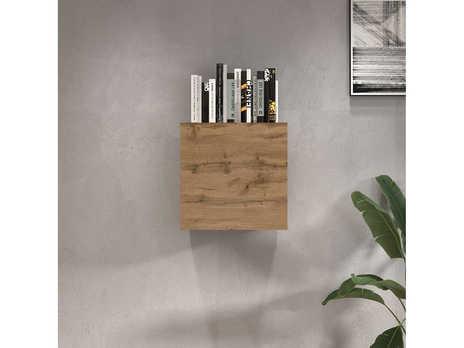 Pensile a cubo Chronos con 1 anta rovere 50x35x50 cm