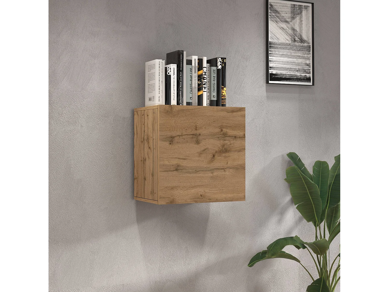 Pensile a cubo Chronos con 1 anta rovere 50x35x50 cm