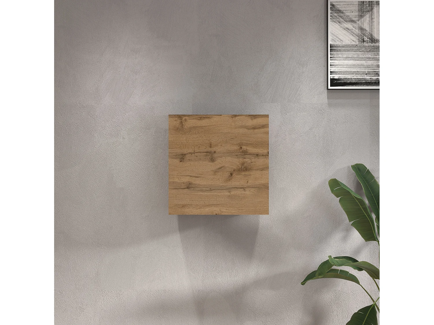 Pensile a cubo Chronos con 1 anta rovere 50x35x50 cm