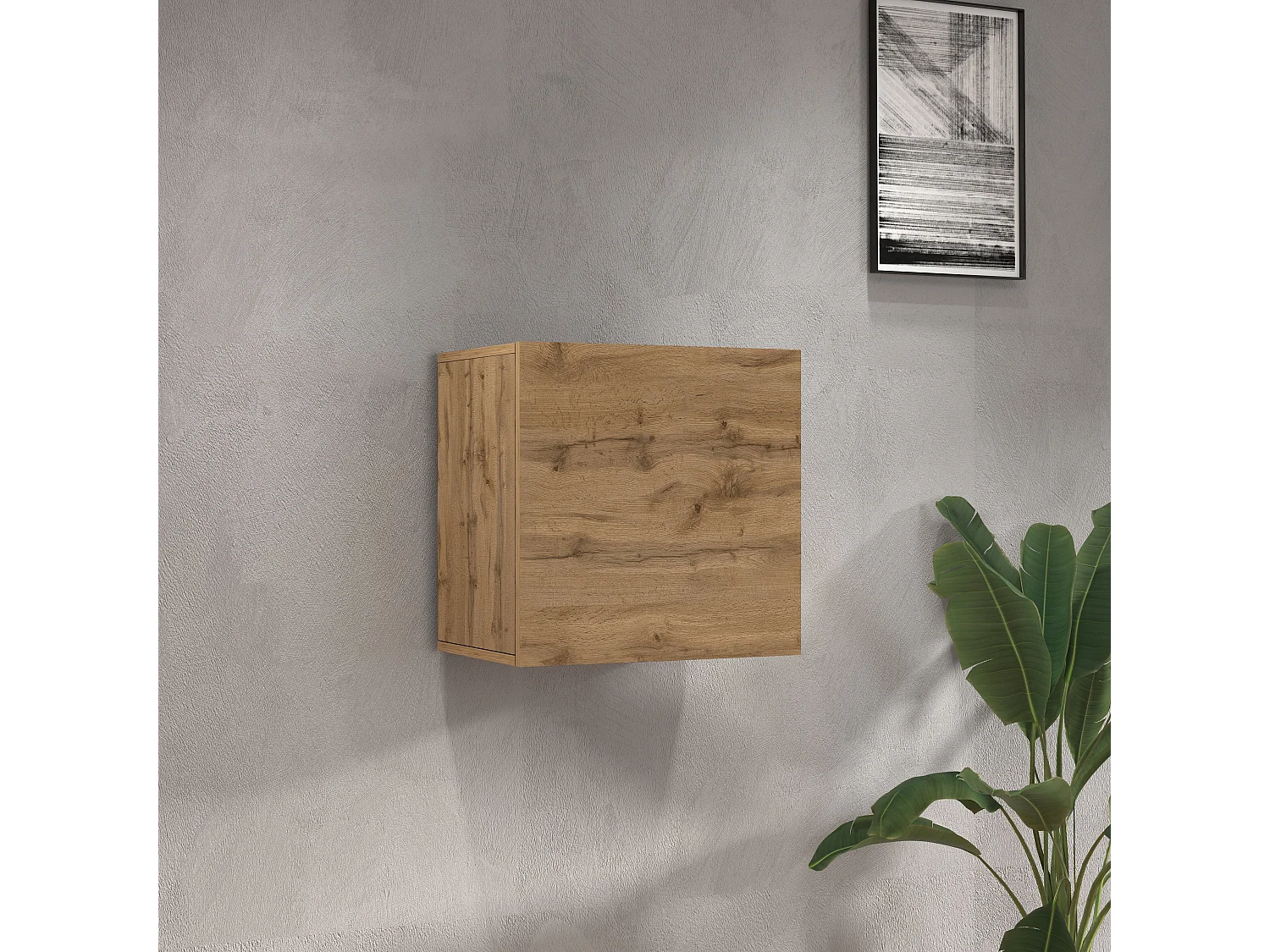 Pensile a cubo Chronos con 1 anta rovere 50x35x50 cm