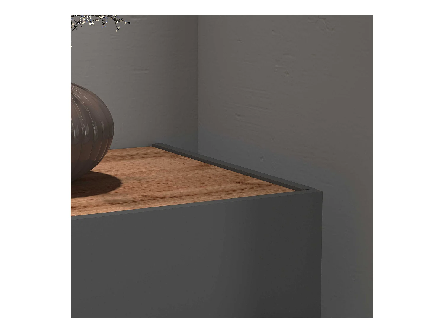 Mobile porta tv Garda 2 ante e 1 ripiano centrale antracite opaco e rovere 210x35x30 cm