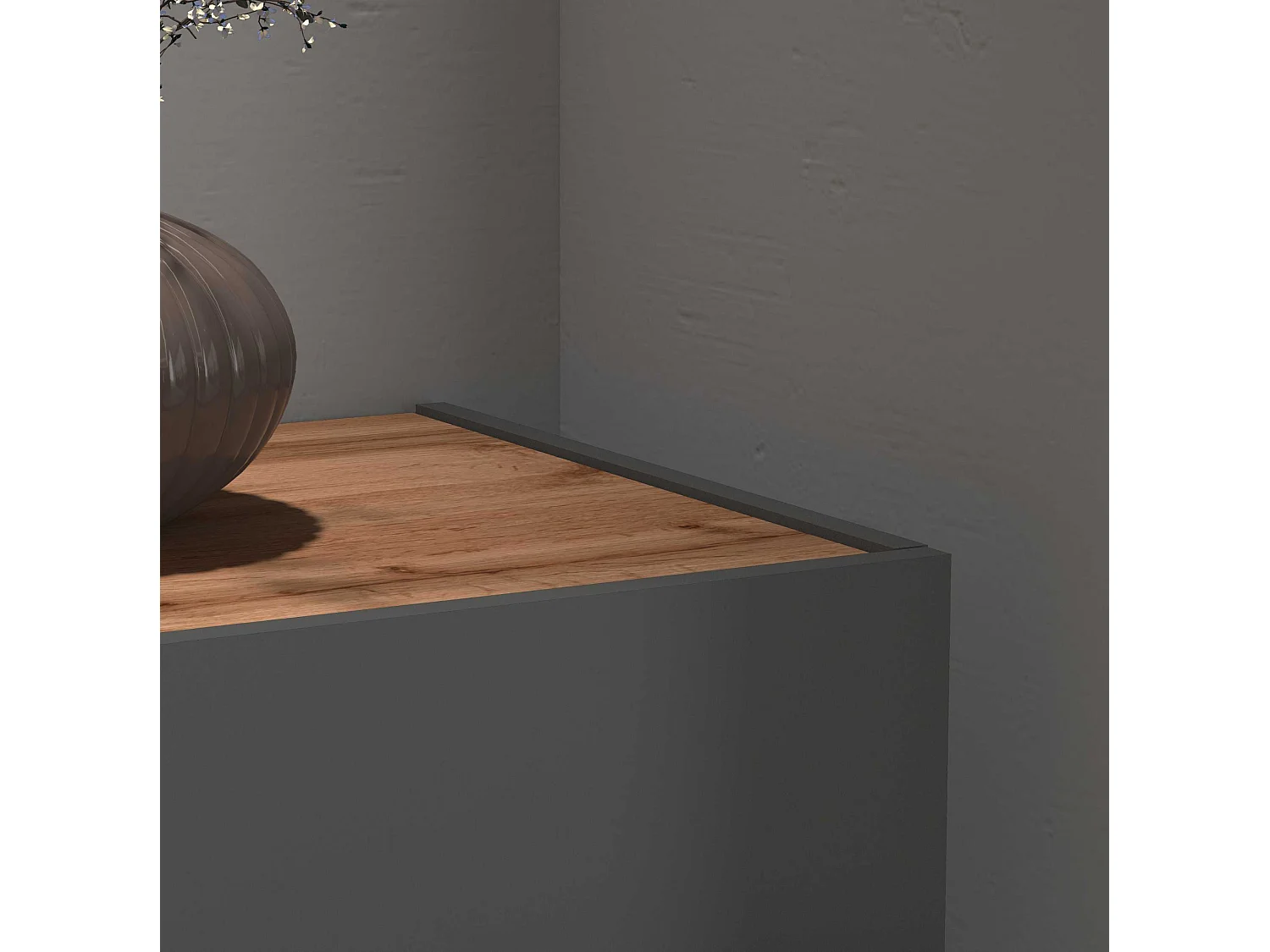 Mobile porta tv Garda 2 ante e 1 ripiano centrale antracite opaco e rovere 210x35x30 cm