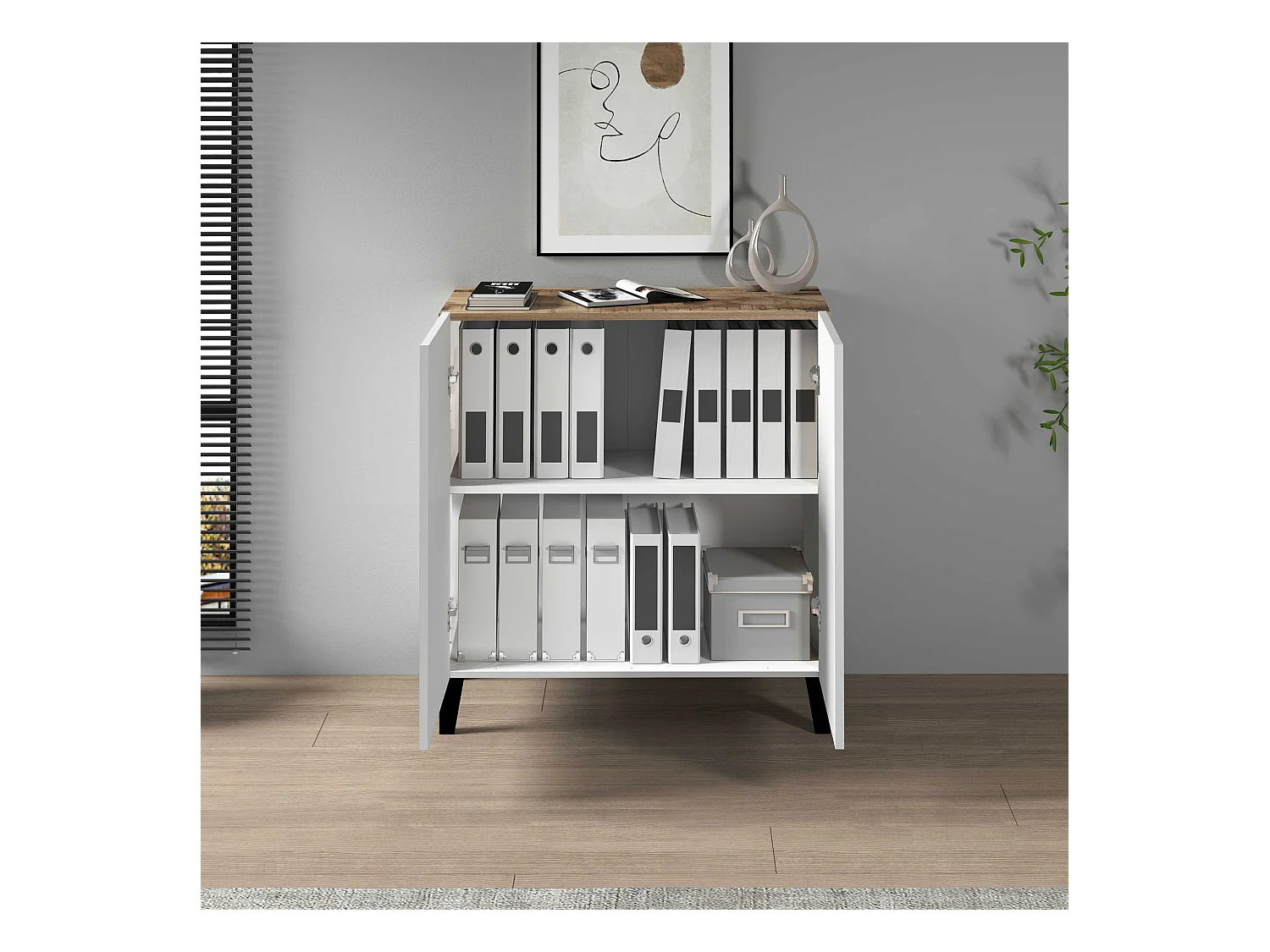 Armadio multiuso Easy a 2 ante acero e bianco opaco 79,20x38x92,5 cm