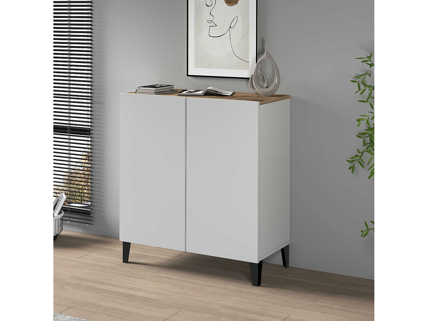 Armadio multiuso Easy a 2 ante acero e bianco opaco 79,20x38x92,5 cm