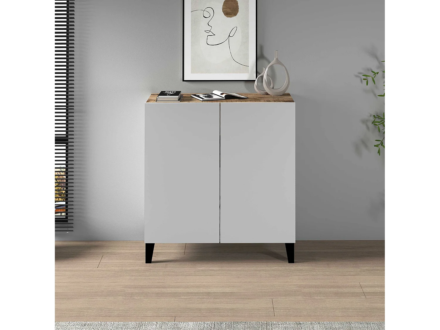 Armadio multiuso Easy a 2 ante acero e bianco opaco 79,20x38x92,5 cm