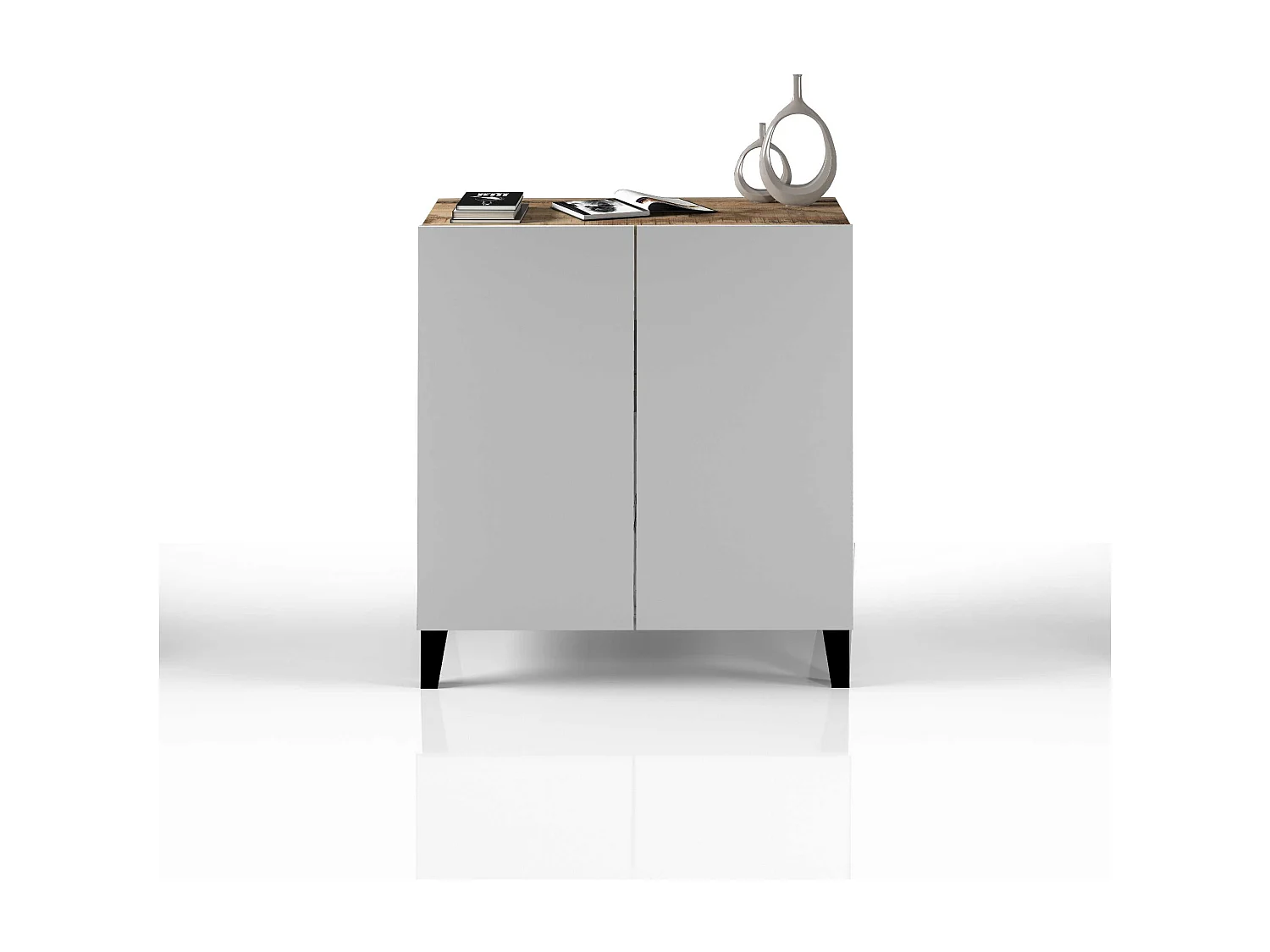 Armadio multiuso Easy a 2 ante acero e bianco opaco 79,20x38x92,5 cm