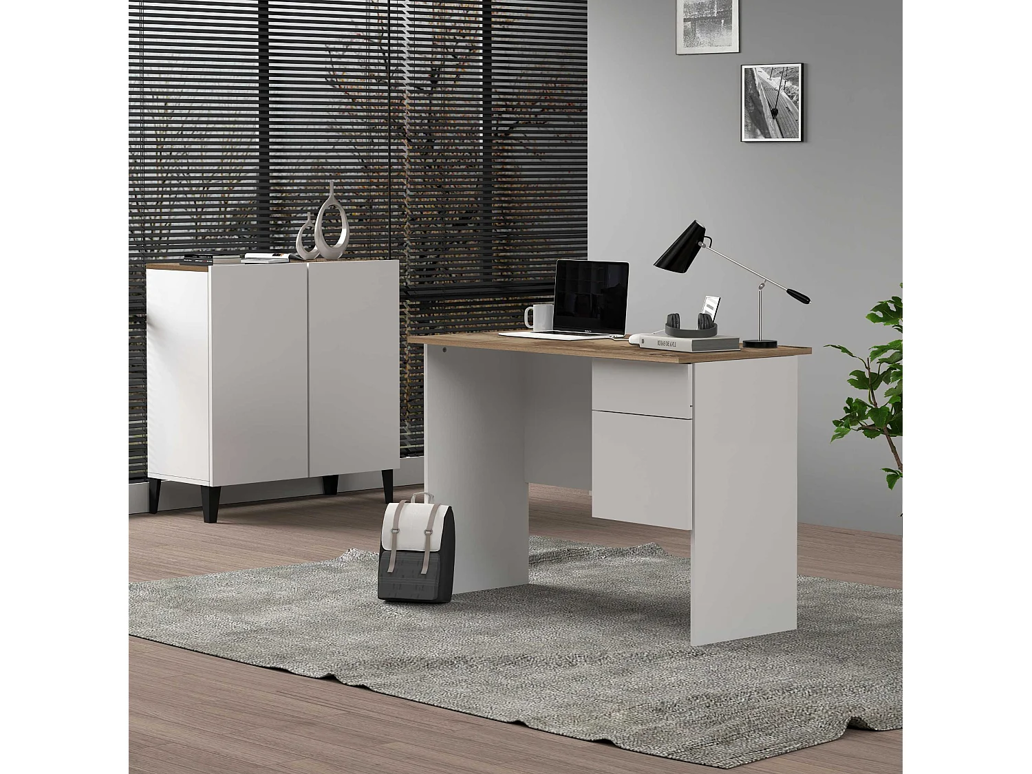 Armadio multiuso Easy a 2 ante acero e bianco opaco 79,20x38x92,5 cm