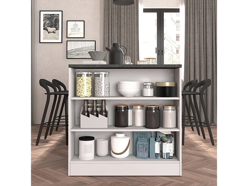 Mobile a scaffale Sole con 3 ripiani bianco lucido e report 90x90x25 cm