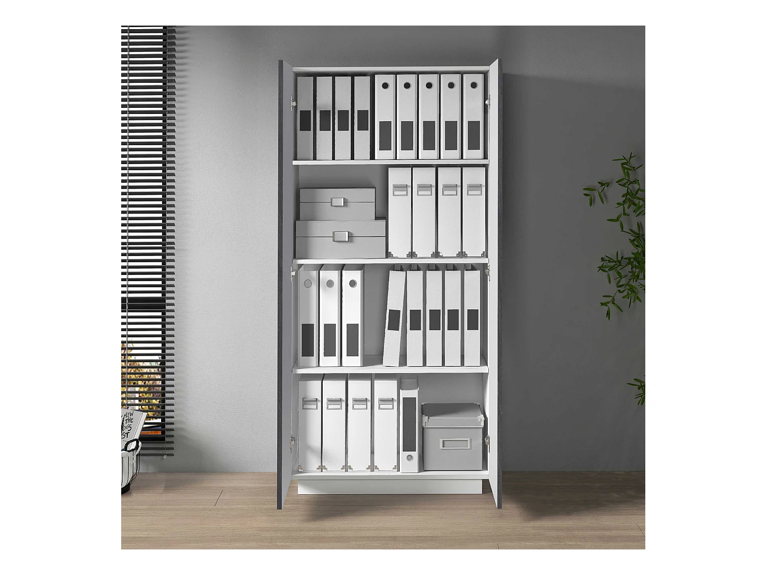 Armadio multiuso Easy a 2 ante bianco opaco e report 79,20x38x166 cm