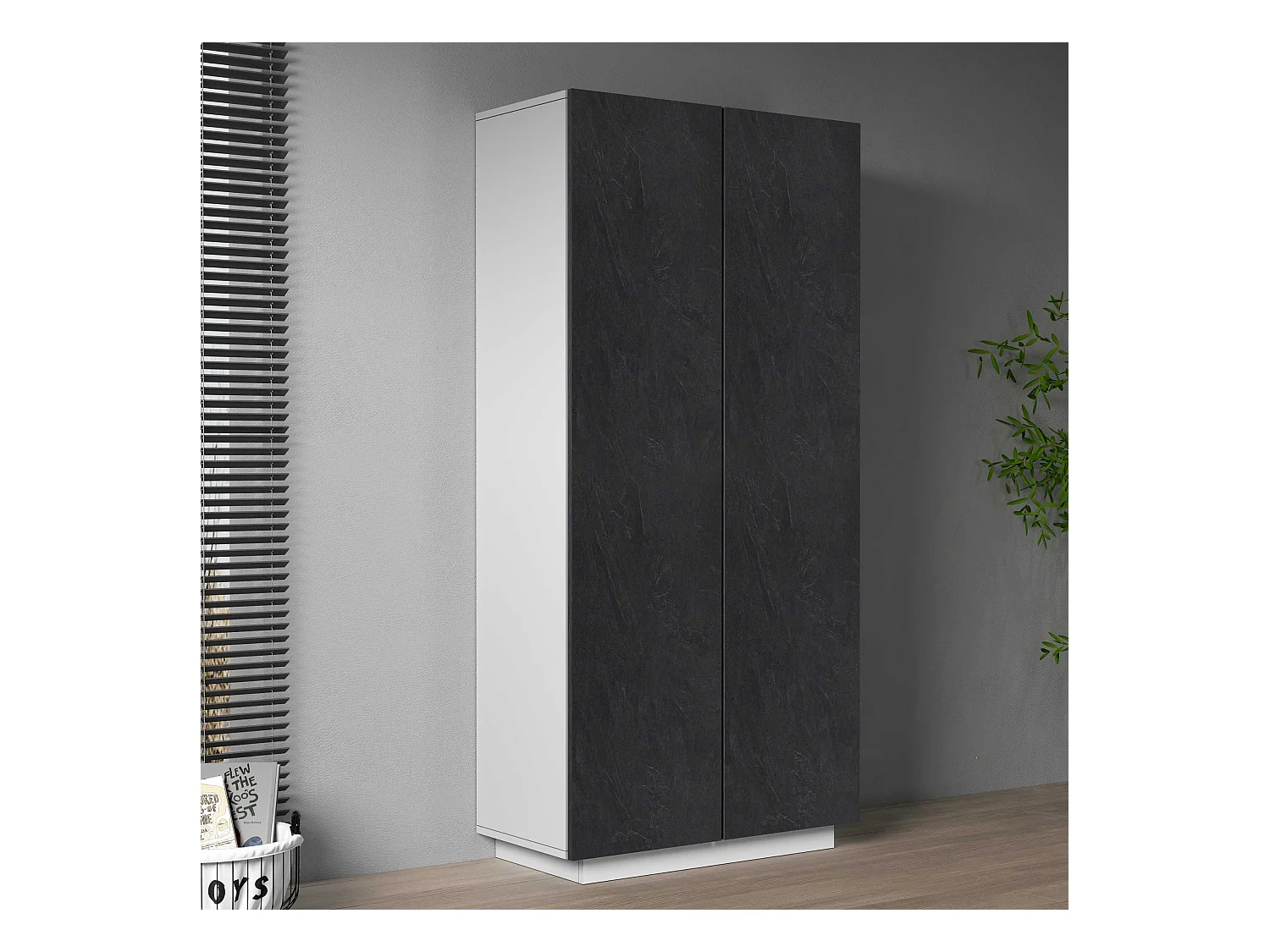 Armadio multiuso Easy a 2 ante bianco opaco e report 79,20x38x166 cm