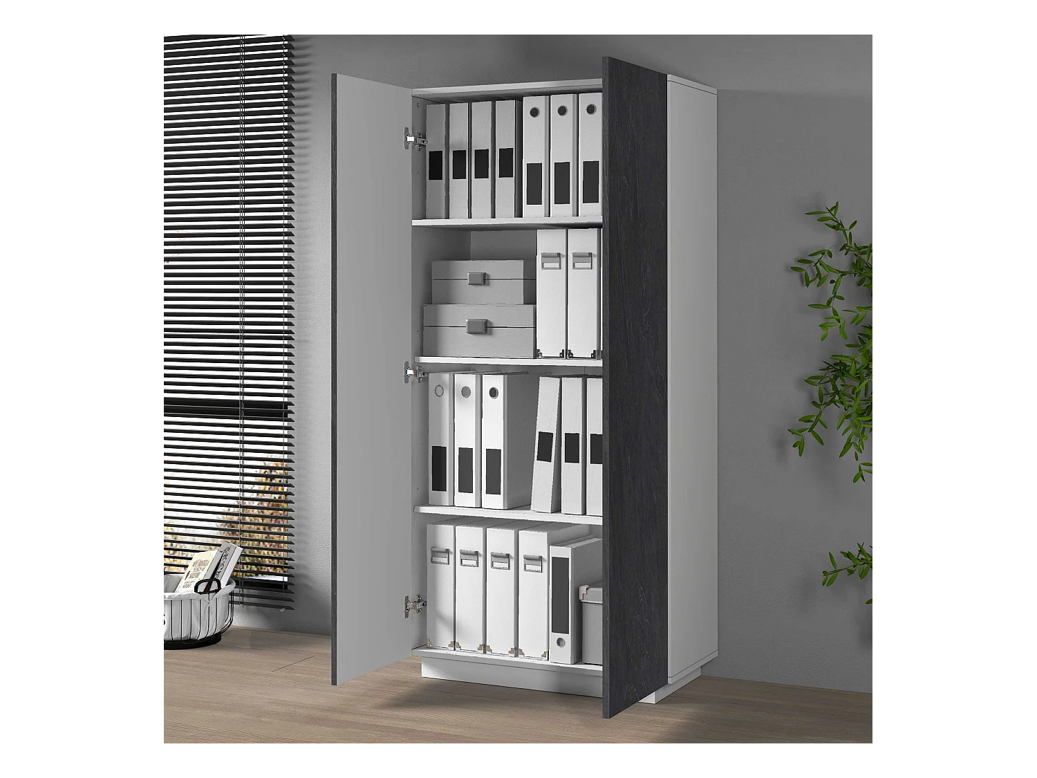 Armadio multiuso Easy a 2 ante bianco opaco e report 79,20x38x166 cm