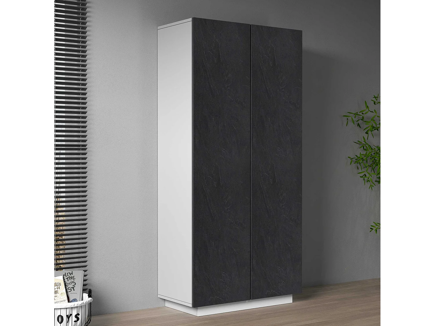 Armadio multiuso Easy a 2 ante bianco opaco e report 79,20x38x166 cm