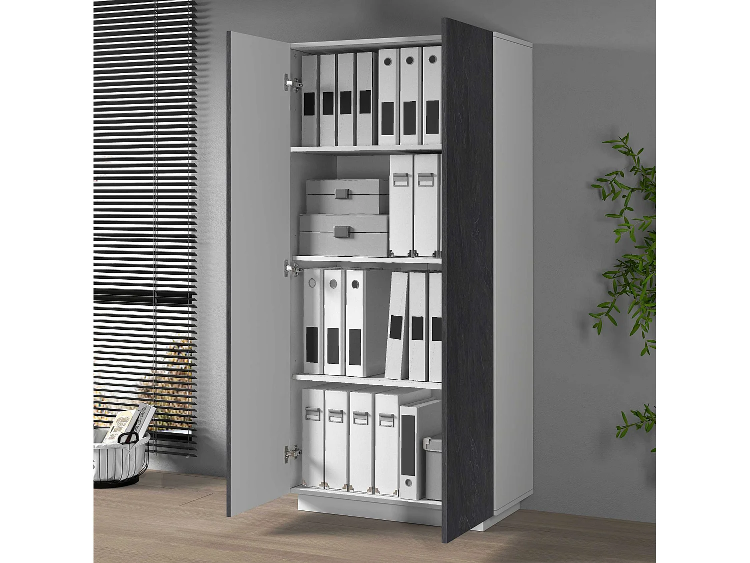 Armadio multiuso Easy a 2 ante bianco opaco e report 79,20x38x166 cm