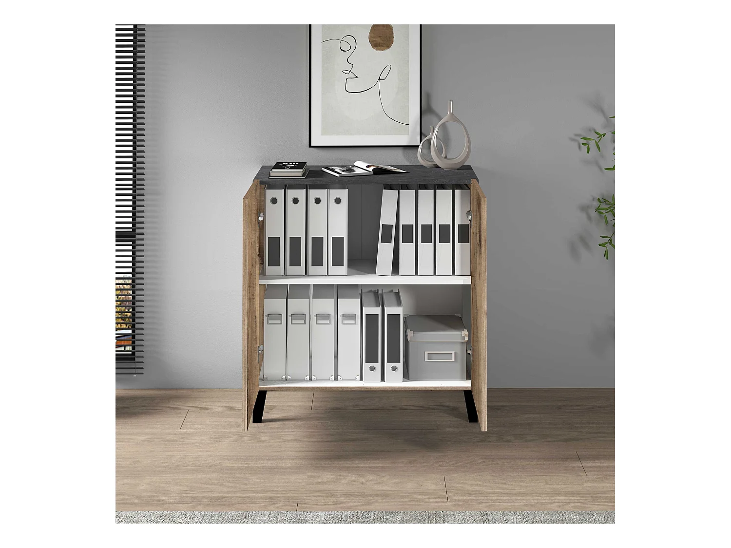 Armadio multiuso Easy a 2 ante acero e report 79,20x38x92,5 cm