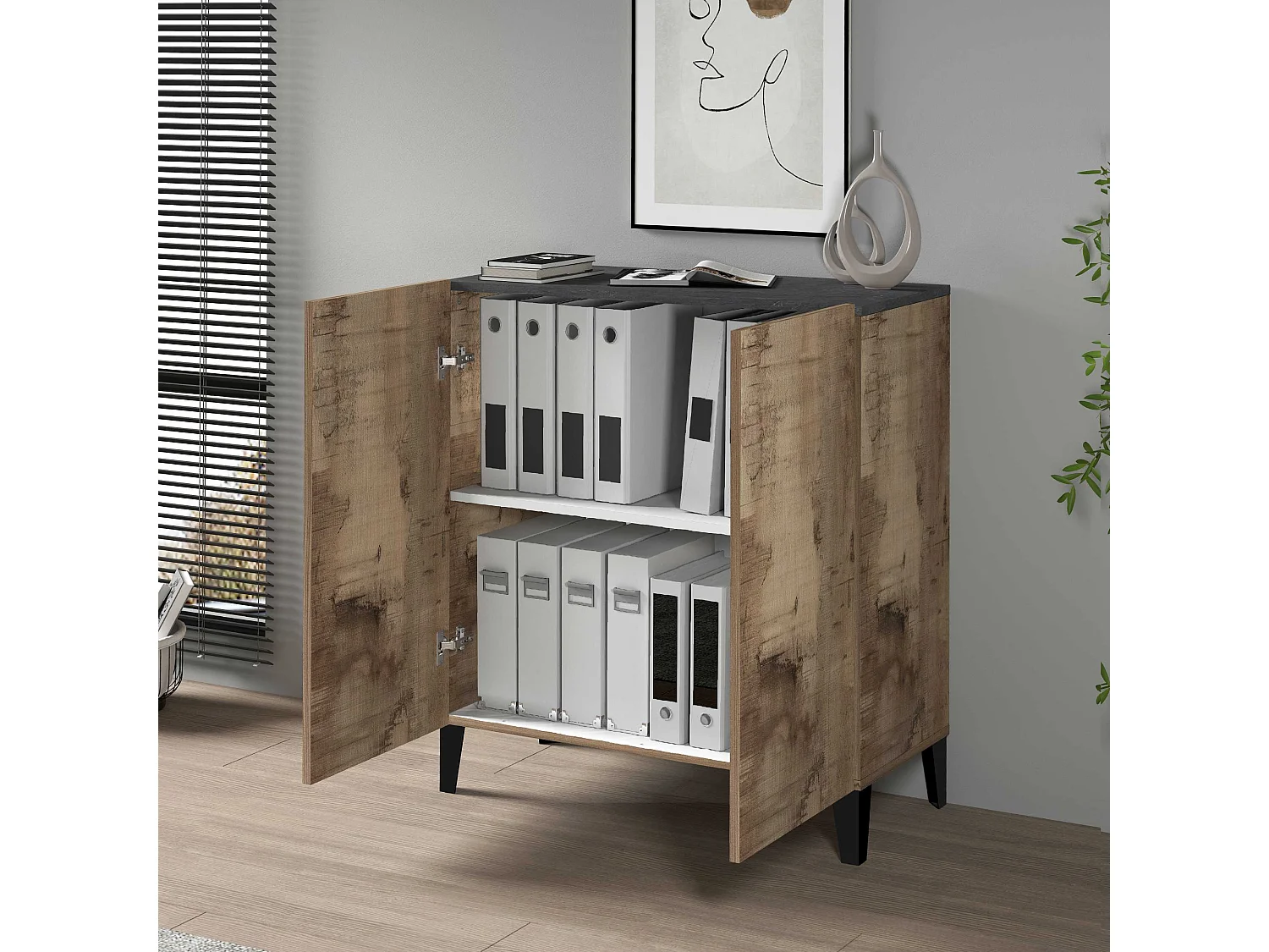 Armadio multiuso Easy a 2 ante acero e report 79,20x38x92,5 cm