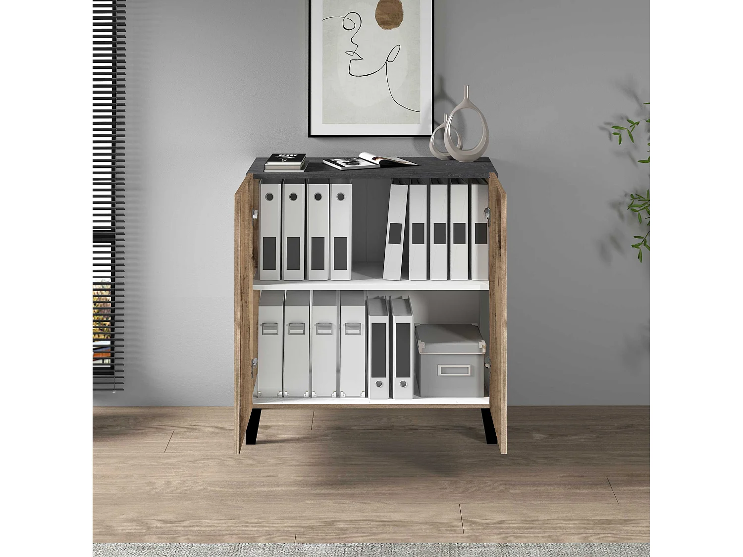 Armadio multiuso Easy a 2 ante acero e report 79,20x38x92,5 cm