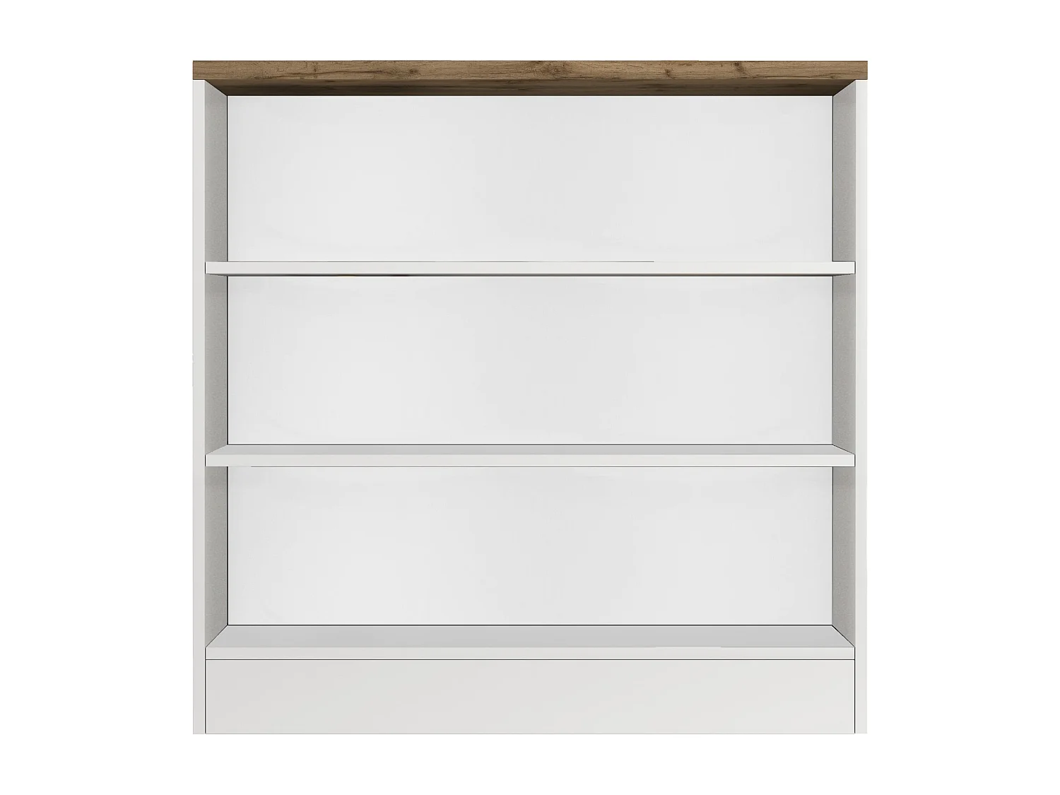 Mobile a scaffale Sole con 3 ripiani bianco lucido e rovere 90x90x25 cm