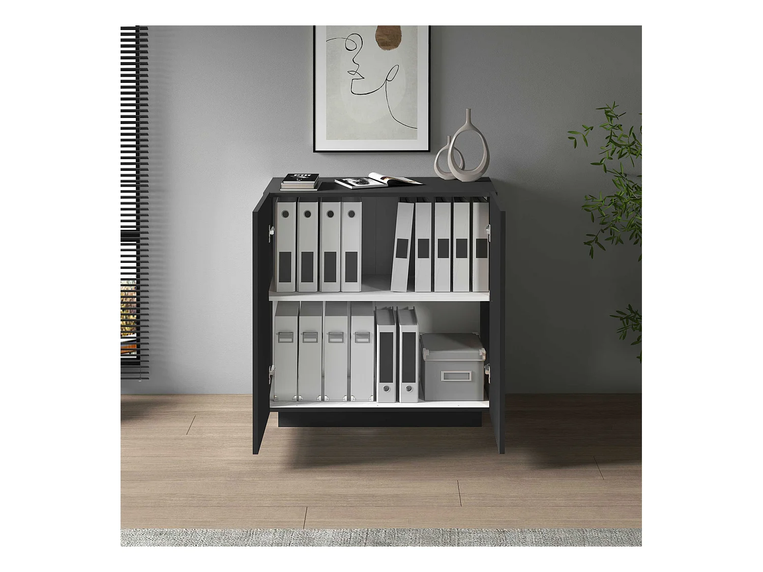 Armadio multiuso Easy a 2 ante antracite opaco 79,20x38x86 cm