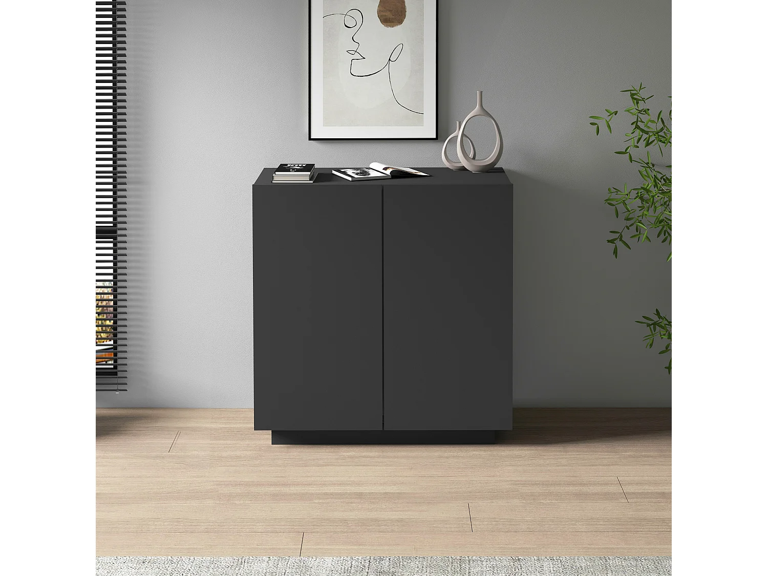 Armario multiusos Easy con 2 puertas, color antracita mate, 79,20 x 38 x 86 cm