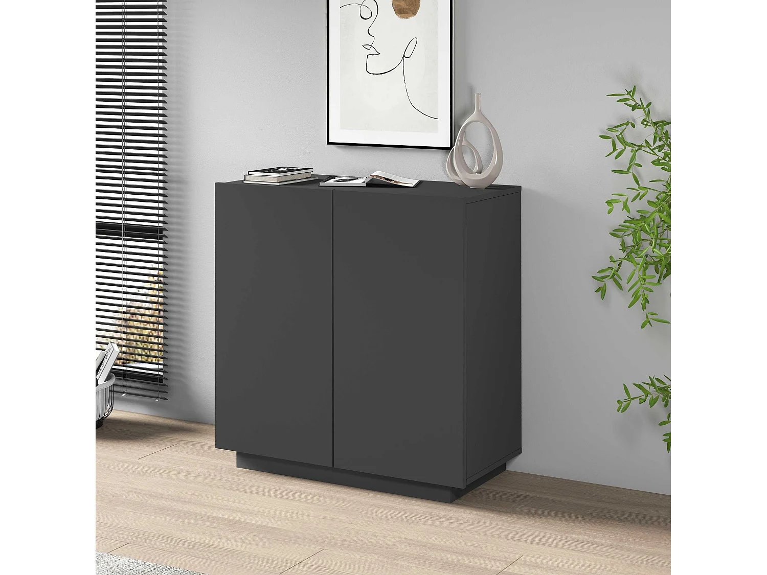 Armario multiusos Easy con 2 puertas, color antracita mate, 79,20 x 38 x 86 cm