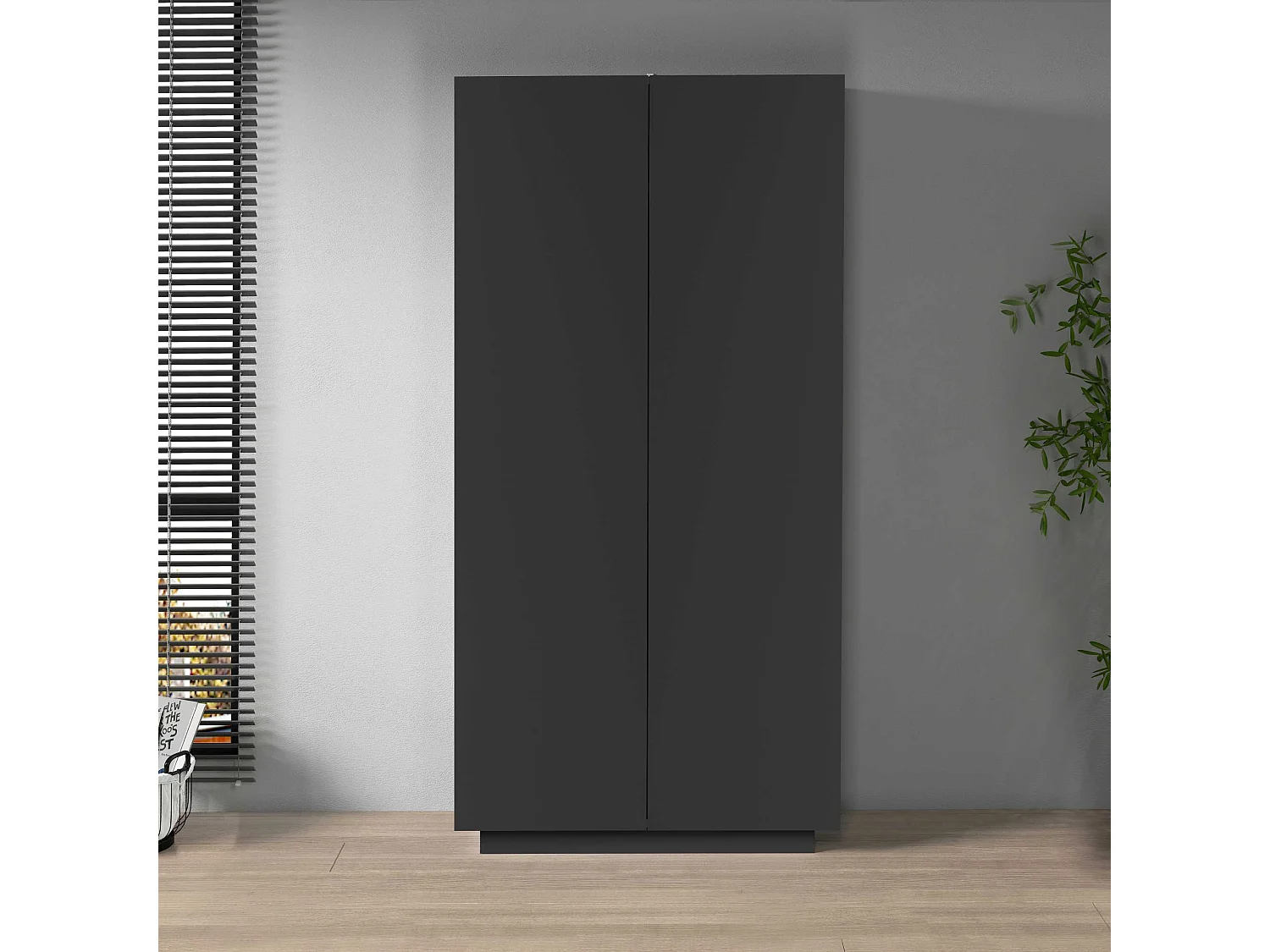 Armadio multiuso Easy a 2 ante antracite opaco 79,20x38x166 cm