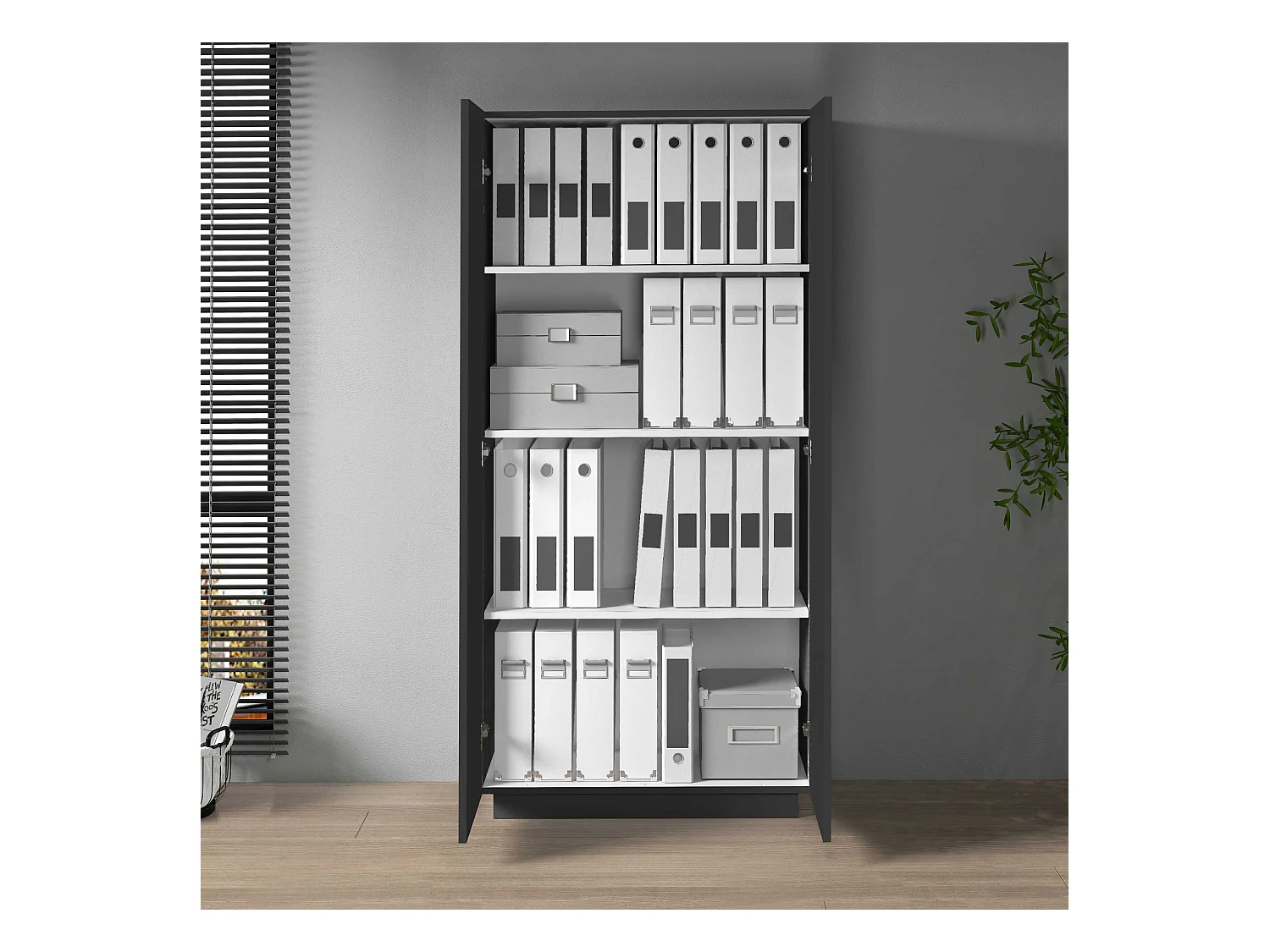 Armadio multiuso Easy a 2 ante antracite opaco 79,20x38x166 cm