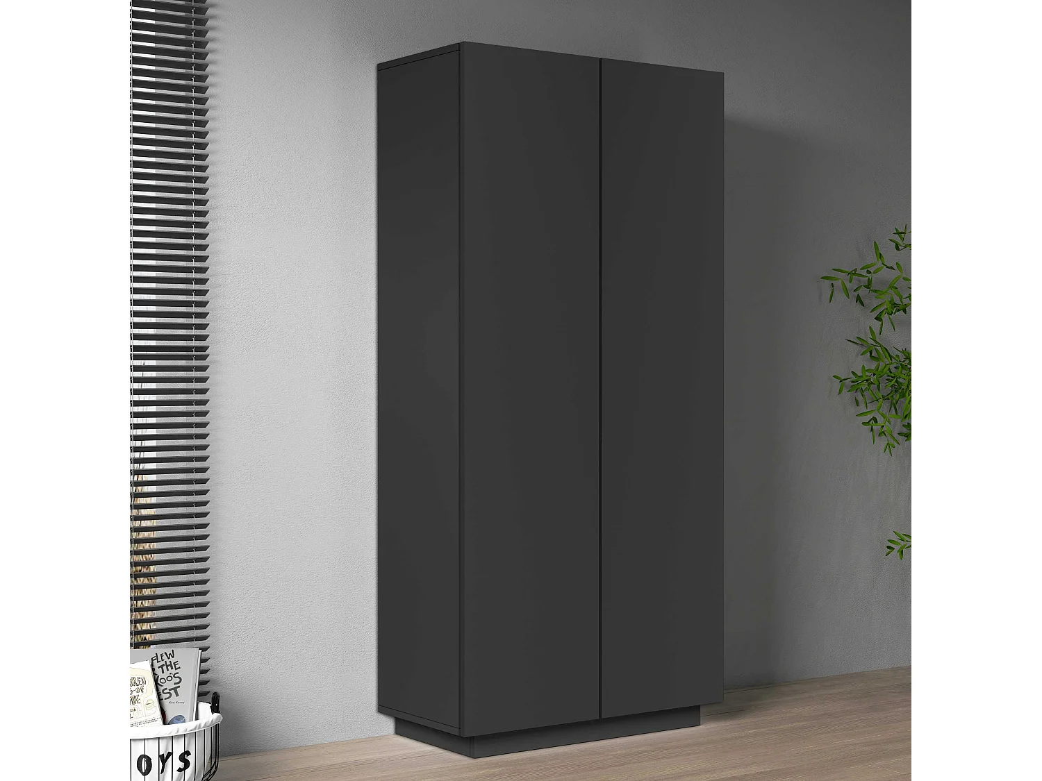 Armadio multiuso Easy a 2 ante antracite opaco 79,20x38x166 cm