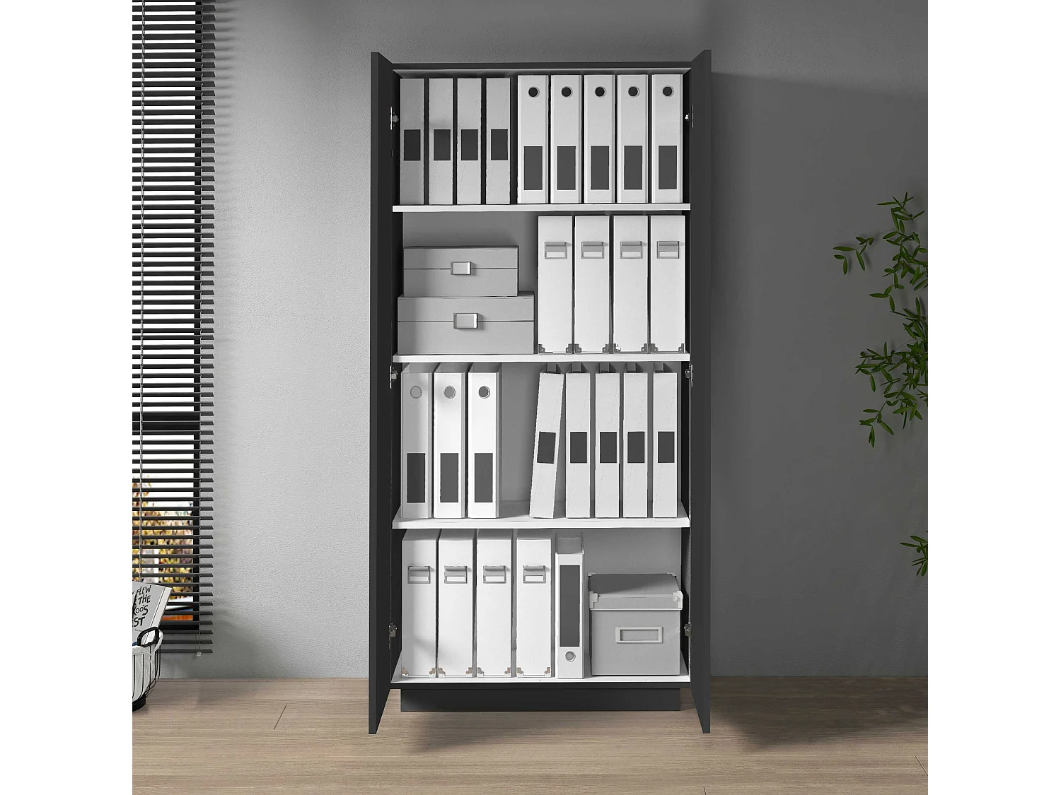 Armadio multiuso Easy a 2 ante antracite opaco 79,20x38x166 cm