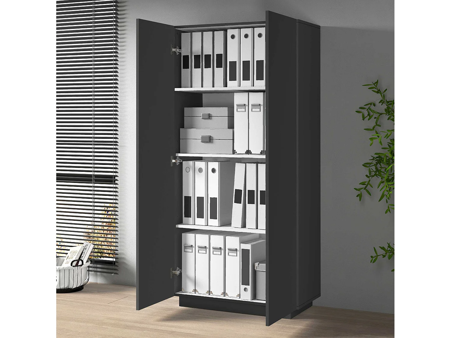 Armadio multiuso Easy a 2 ante antracite opaco 79,20x38x166 cm