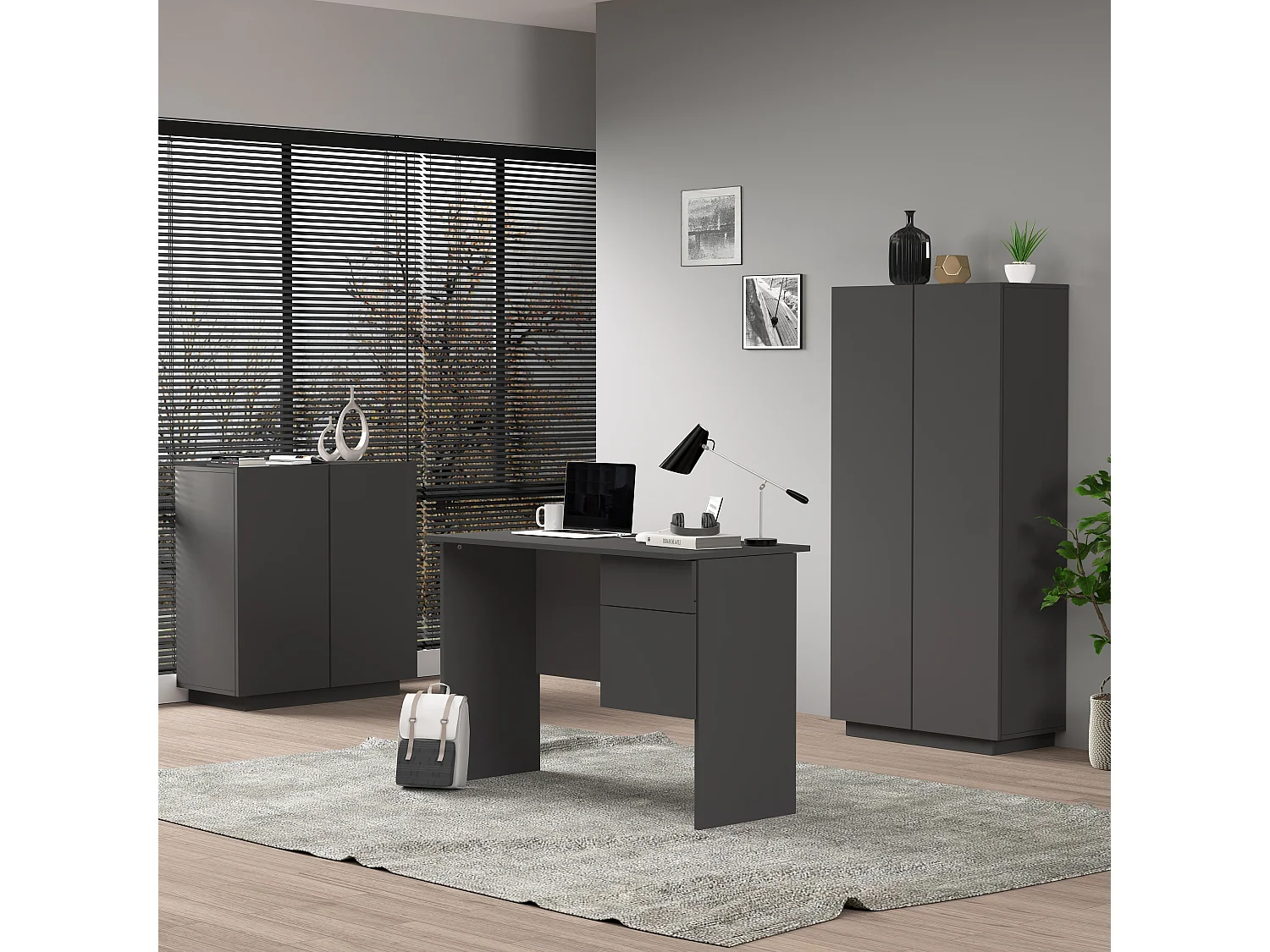 Armadio multiuso Easy a 2 ante antracite opaco 79,20x38x166 cm