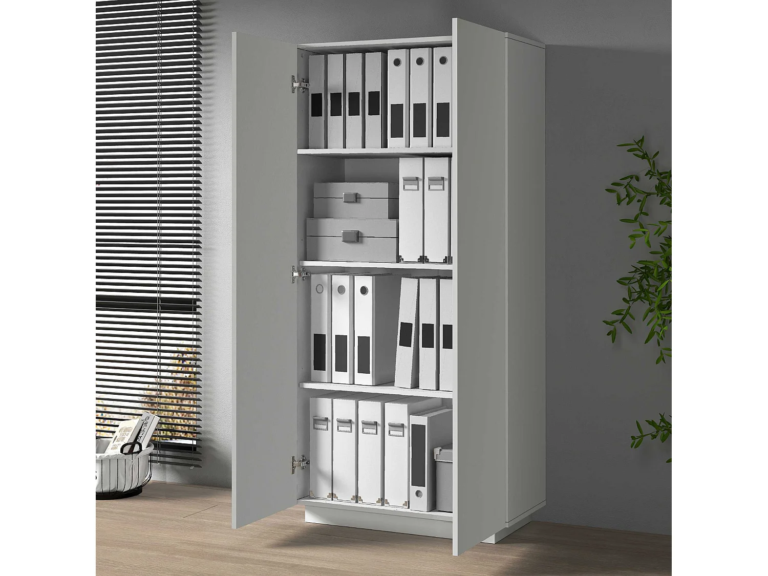 Armario multiusos Easy con 2 puertas blanco mate 79,20x38x166 cm