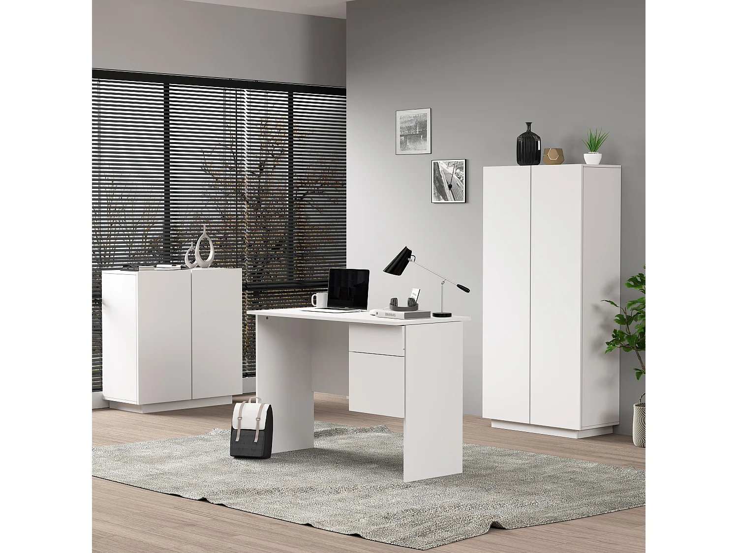 Armario multiusos Easy con 2 puertas blanco mate 79,20x38x166 cm
