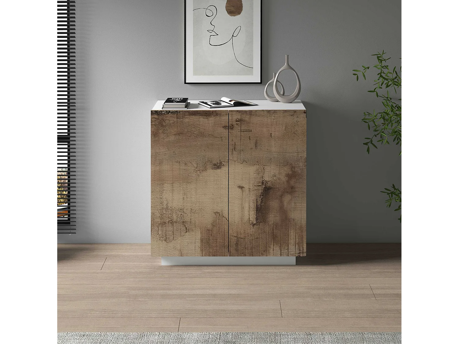 Armadio multiuso Easy a 2 ante bianco opaco e acero 79,20x38x86 cm