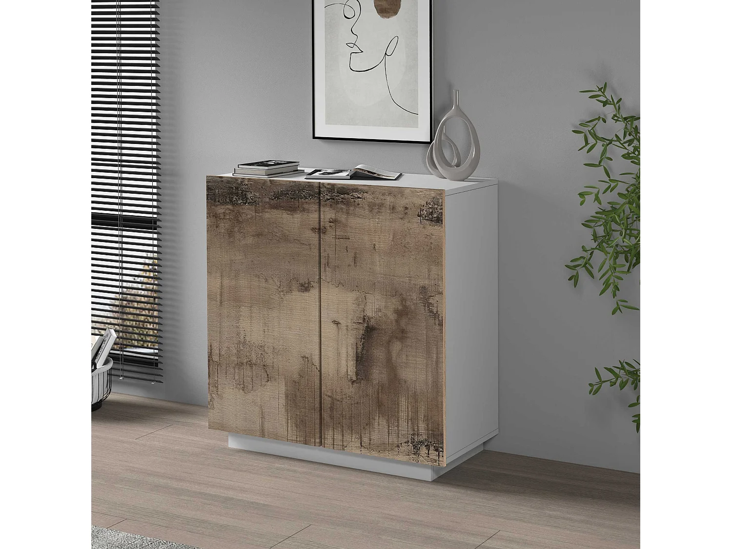 Armadio multiuso Easy a 2 ante bianco opaco e acero 79,20x38x86 cm