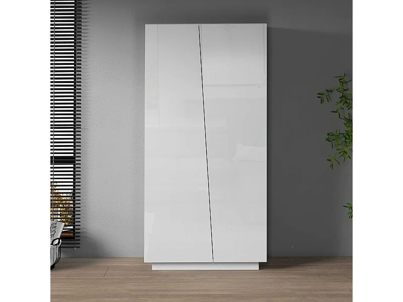 Armadio multiuso Easy a 2 ante bianco lucido 79,20x38x166 cm
