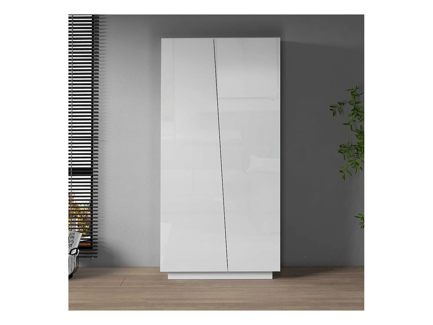 Armadio multiuso Easy a 2 ante bianco lucido 79,20x38x166 cm