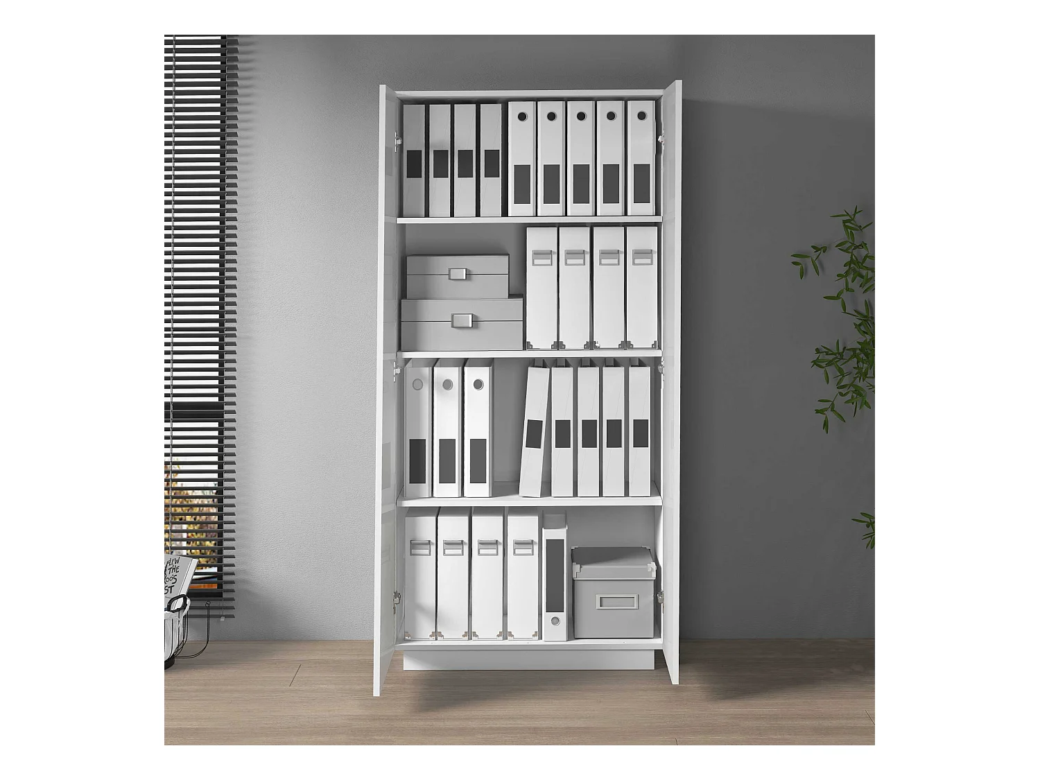 Armadio multiuso Easy a 2 ante bianco lucido 79,20x38x166 cm