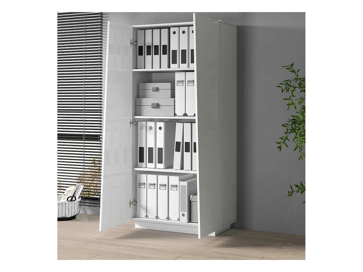 Armadio multiuso Easy a 2 ante bianco lucido 79,20x38x166 cm