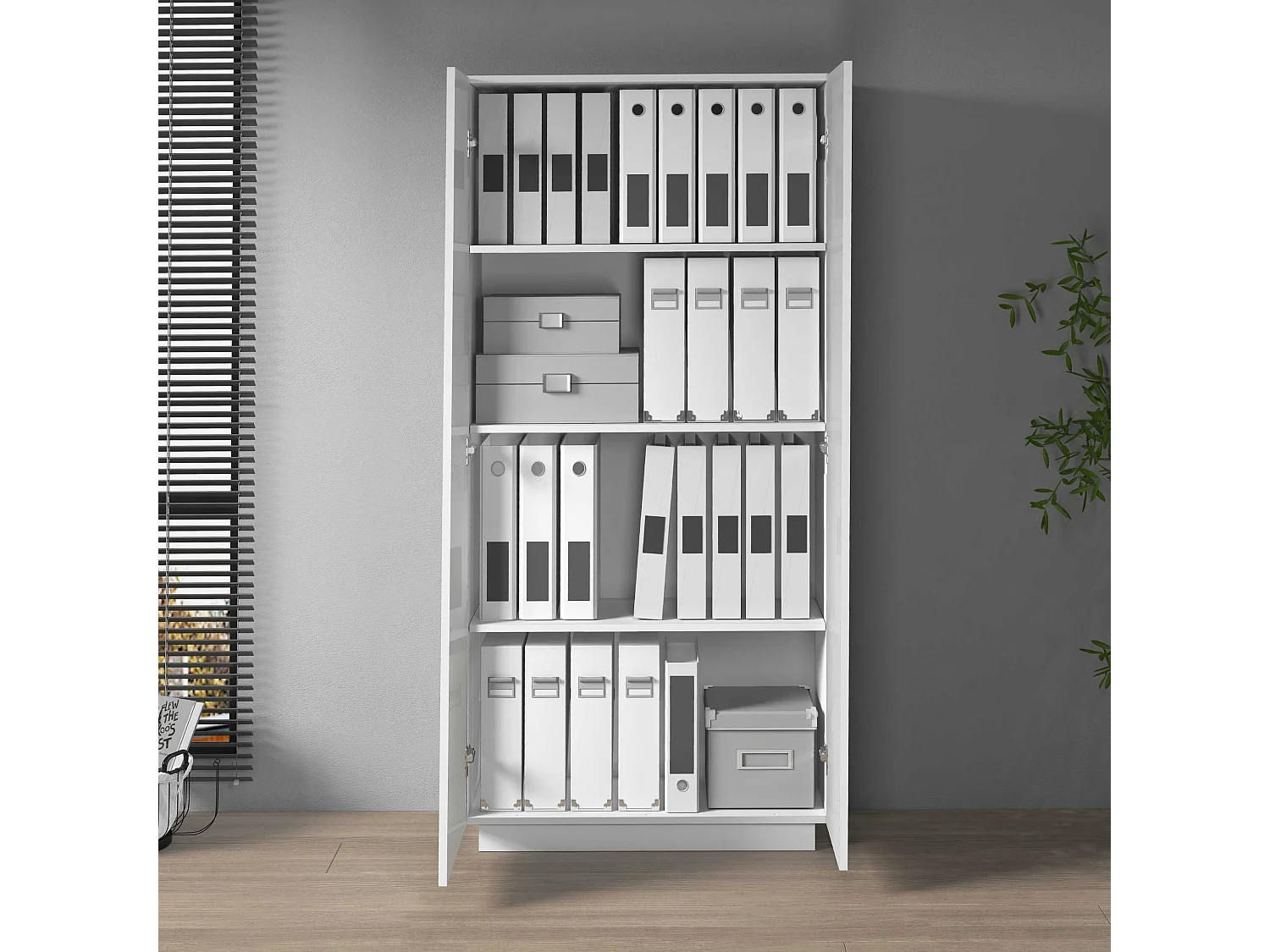 Armadio multiuso Easy a 2 ante bianco lucido 79,20x38x166 cm