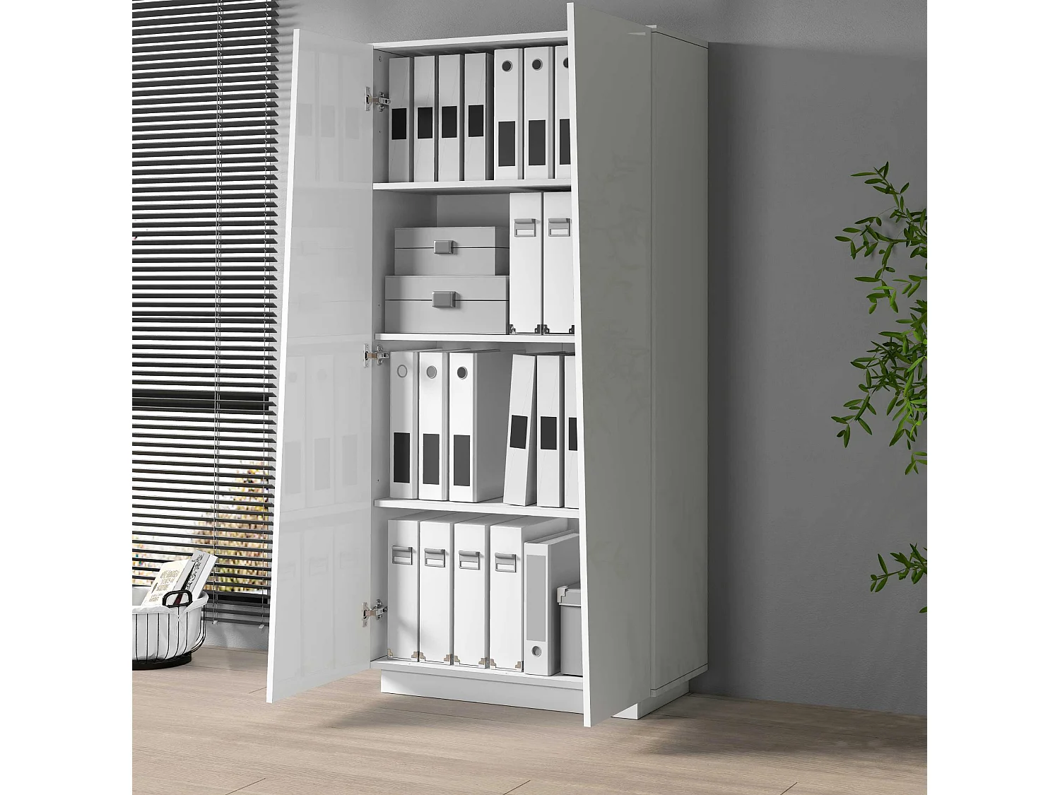 Armadio multiuso Easy a 2 ante bianco lucido 79,20x38x166 cm