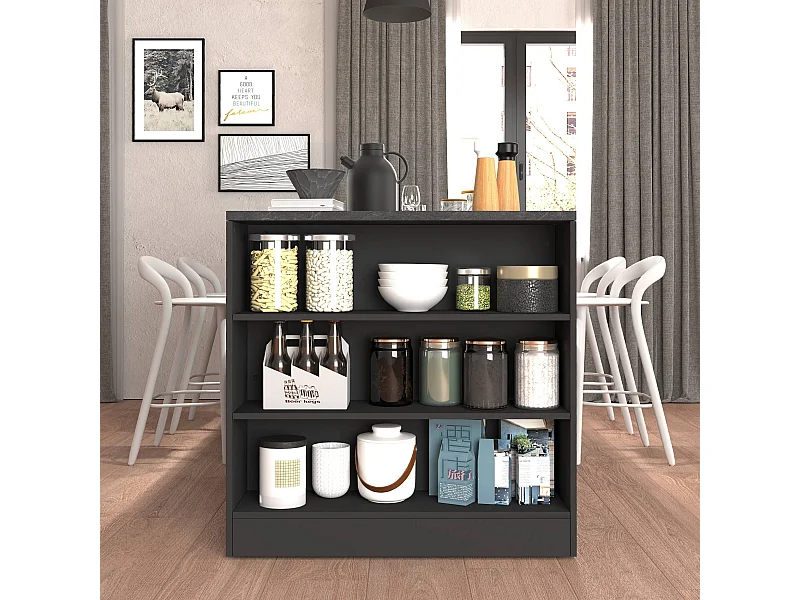 Mobile a scaffale Sole con 3 ripiani antracite opaco e report 90x90x25 cm