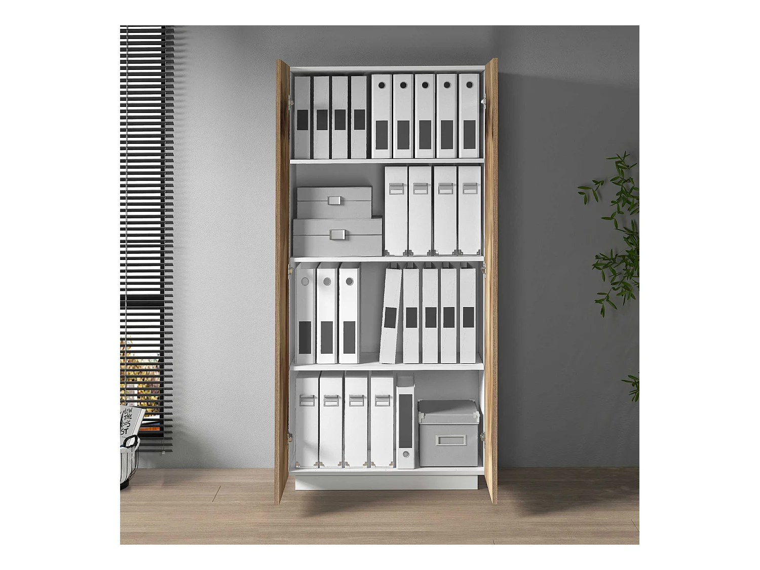 Armadio multiuso Easy a 2 ante bianco opaco e acero 79,20x38x166 cm