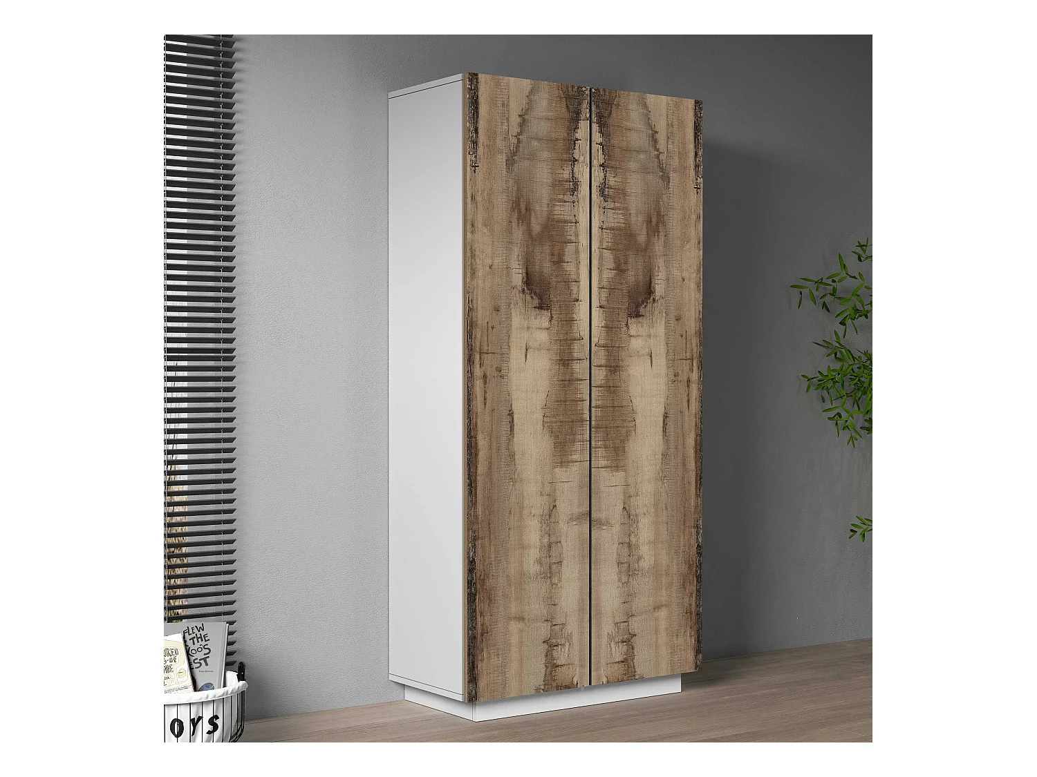 Armadio multiuso Easy a 2 ante bianco opaco e acero 79,20x38x166 cm