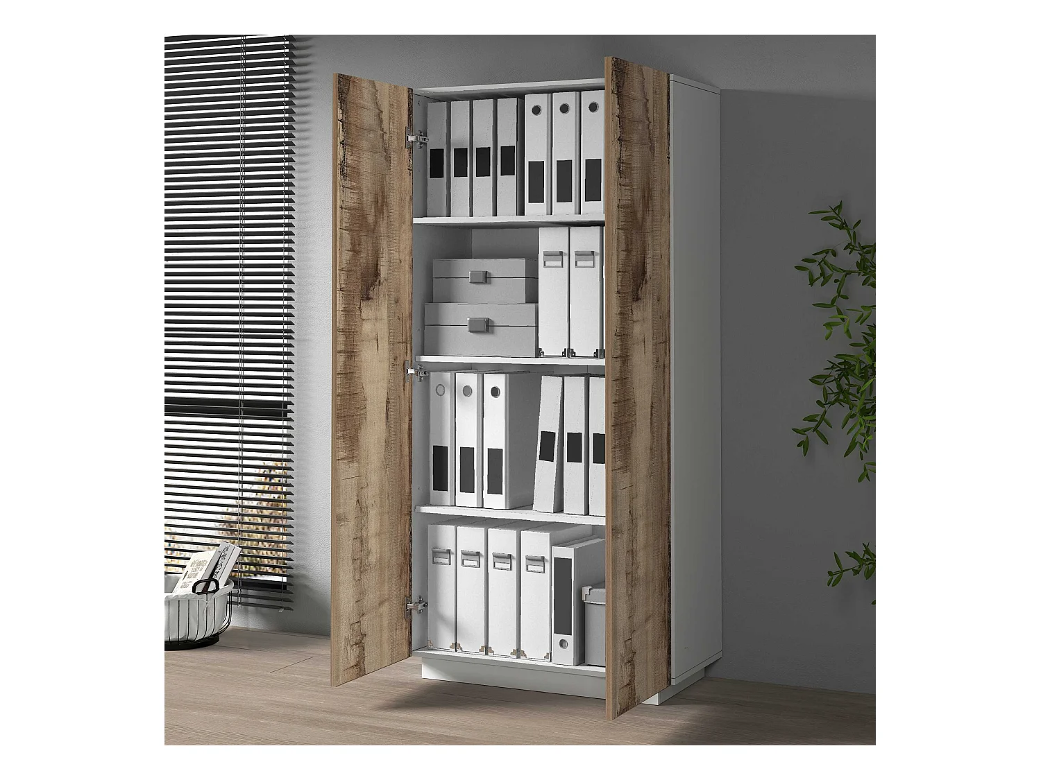 Armadio multiuso Easy a 2 ante bianco opaco e acero 79,20x38x166 cm