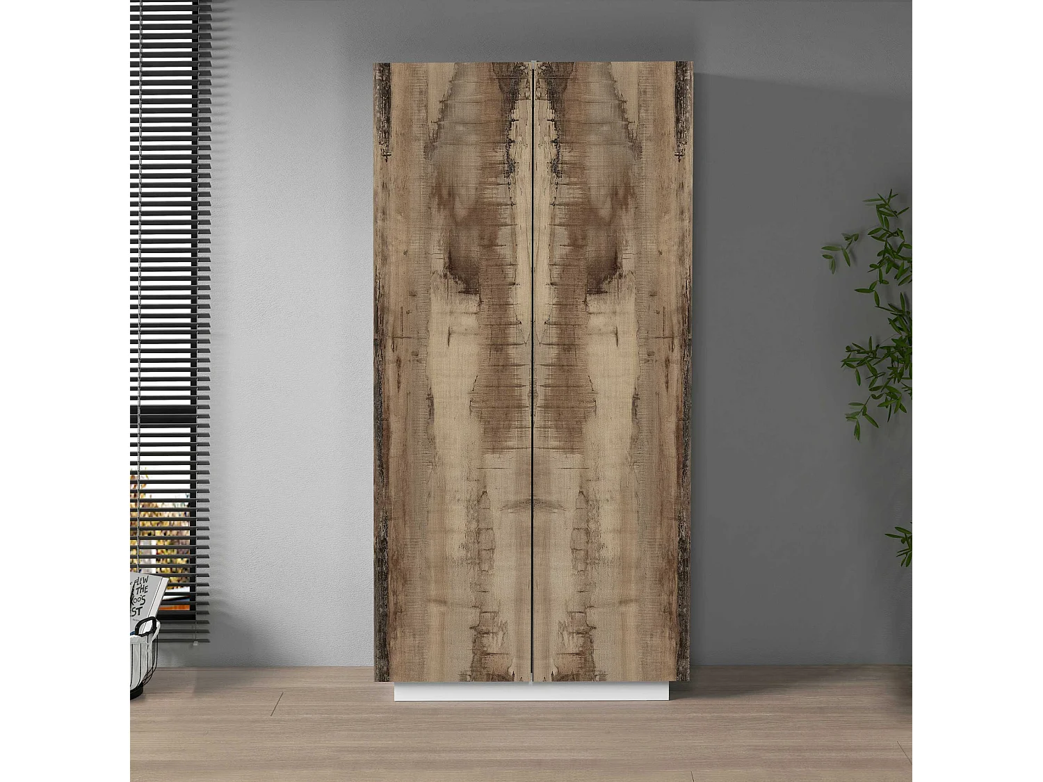 Armadio multiuso Easy a 2 ante bianco opaco e acero 79,20x38x166 cm