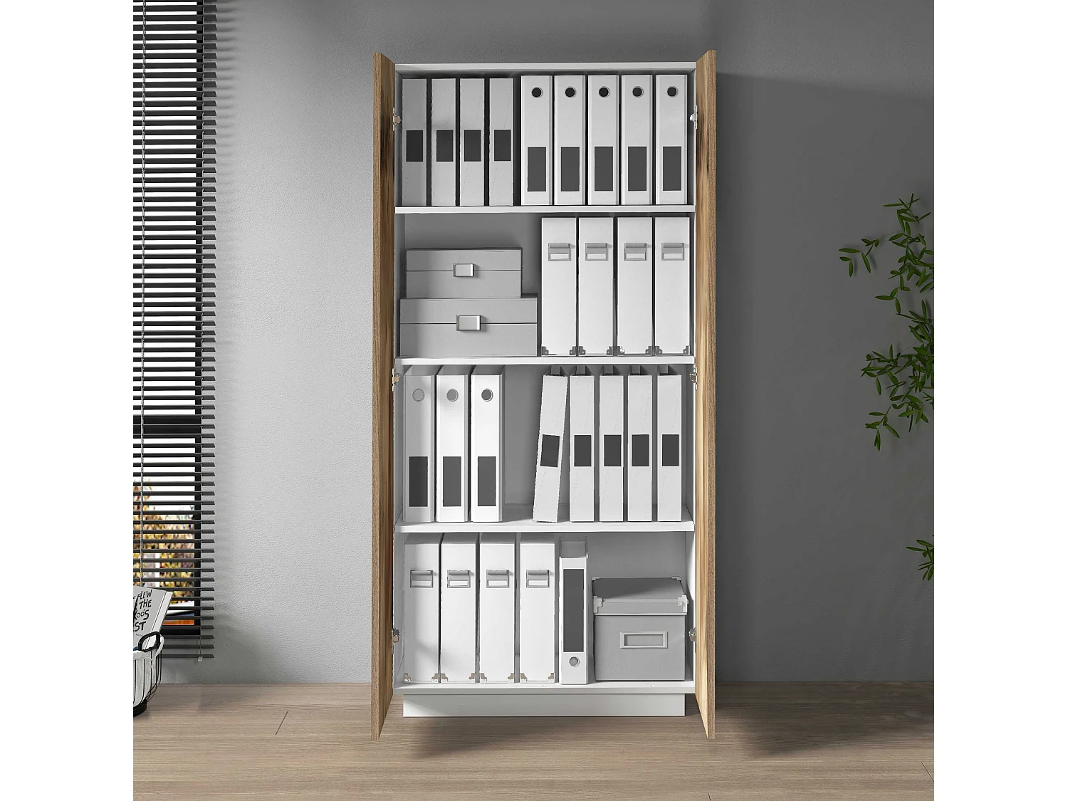 Armadio multiuso Easy a 2 ante bianco opaco e acero 79,20x38x166 cm