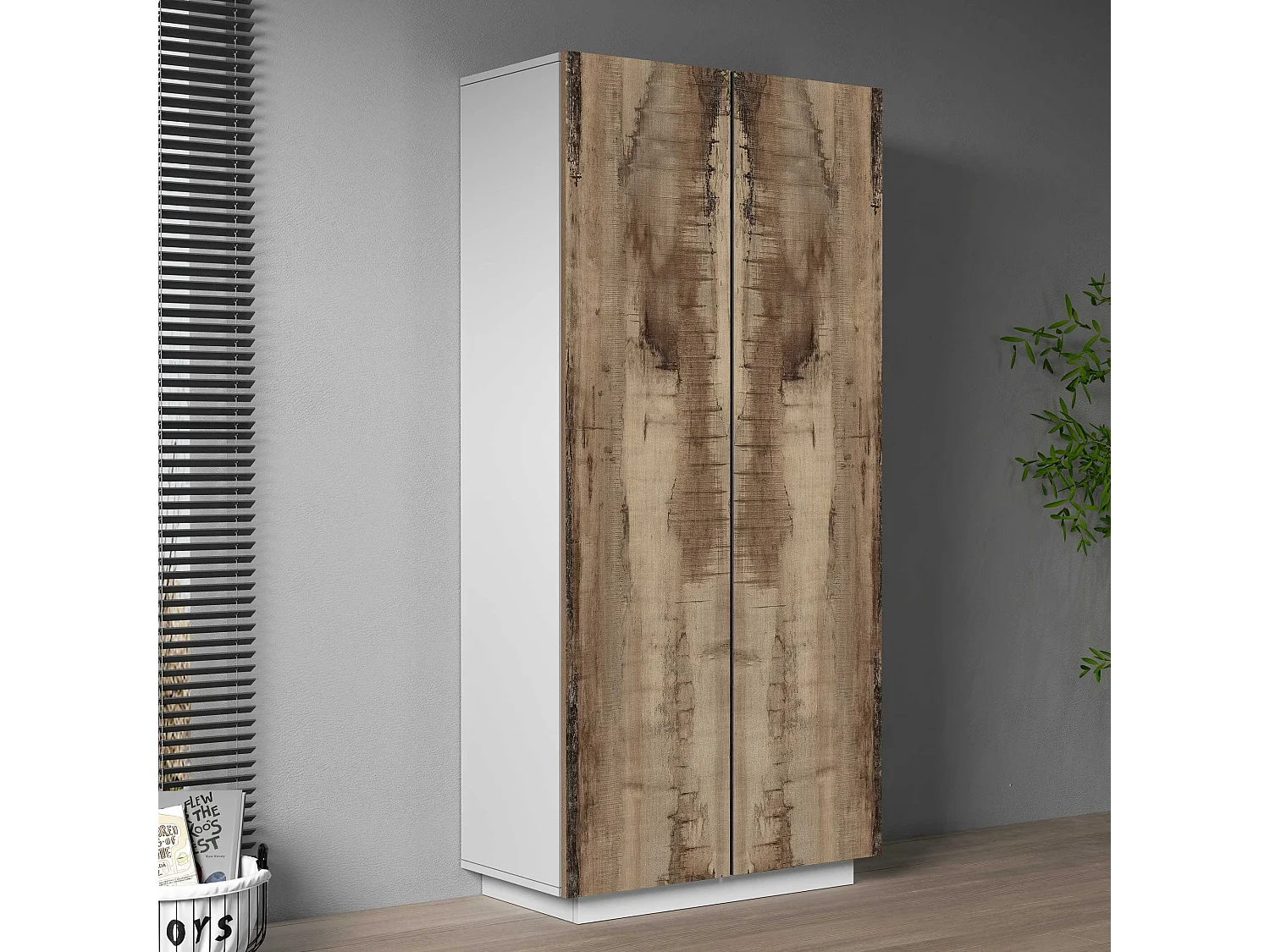 Armadio multiuso Easy a 2 ante bianco opaco e acero 79,20x38x166 cm