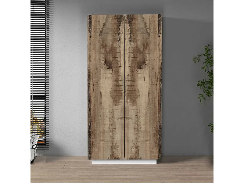 Armadio multiuso Easy a 2 ante bianco opaco e acero 79,20x38x166 cm