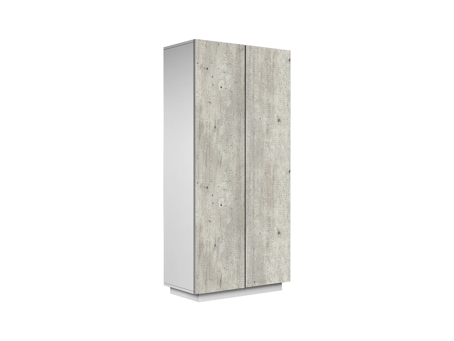 Armadio multiuso Easy a 2 ante bianco opaco e cemento 79,20x38x166 cm